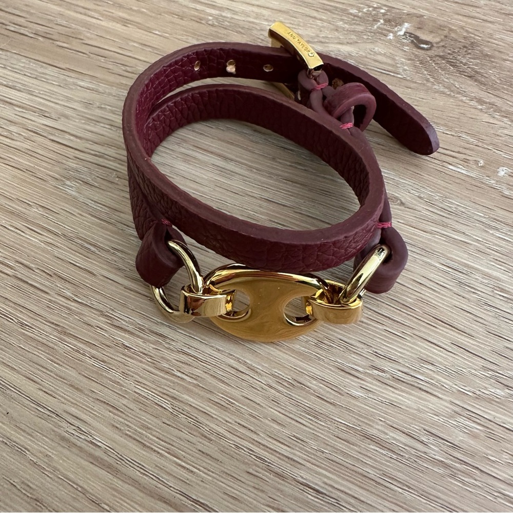 Ann Taylor Burgundy Bracelet with Gold Clasp